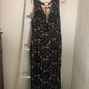 Elegant Vintage Black and Cream Lace Dress